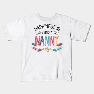 Happiness Is Being A Nanny Wildflowers Valentines Mothers Day Kids T-Shirt